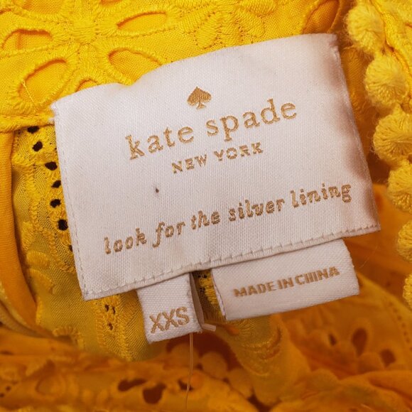 Kate Spade  Yellow Eyelet Patio Dress Sz XXS NWT - Picture 12 of 14